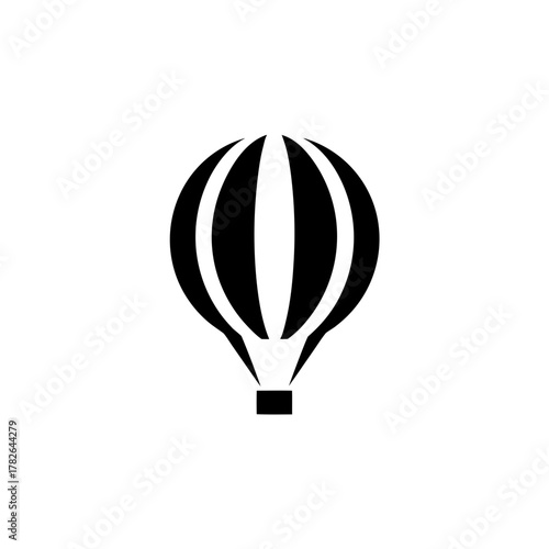 Simple hot air balloon black icon on transparent background silhouette