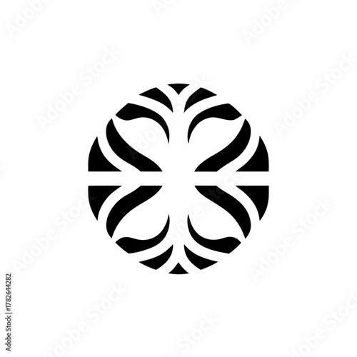 Abstract floral circle design art on transparent background silhouette
