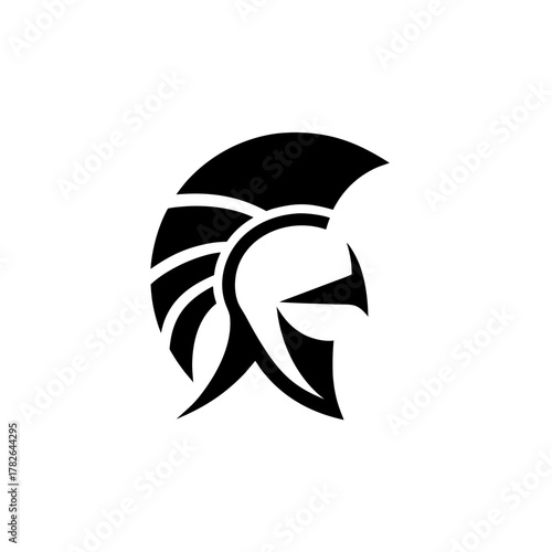 Stylized spartan helmet design on transparent background silhouette