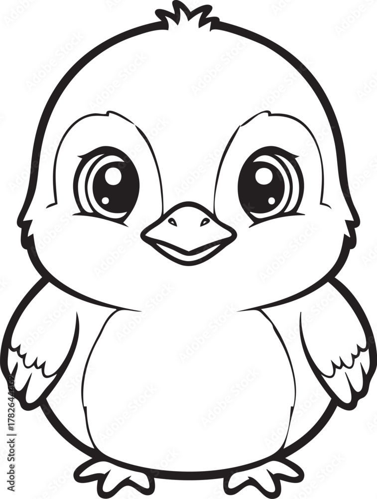 Obraz premium Silhouette of a Baby Duck in Natural Pose on White Background