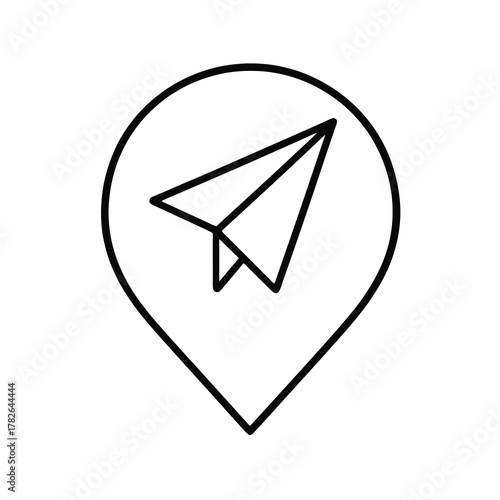 Minimalist line vector of a paper plane in pin shape, representing entrepreneurship, forward motion, and new venture acceleration. Free Download Minimalist line vector of a paper plane in pin shape, representing entrepreneurship, forward motion, and new venture acceleration. - GFXLoad