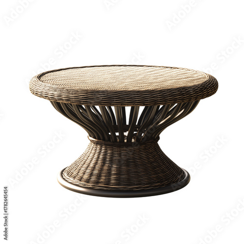 Woven Round Coffee Table Made of Natural Materials for Stylish Living Room Decor