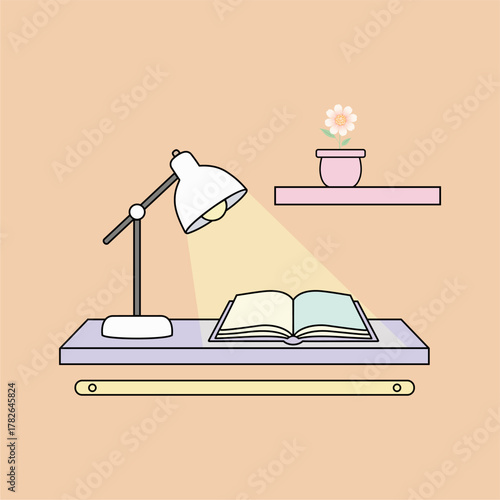 book and lamp vector illustration