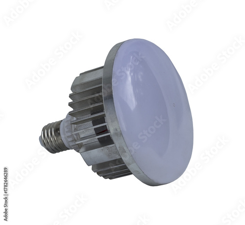 High Power LED Reflector Bulb with Aluminum Heatsink on Transparent Background