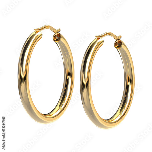 Elegant Gold Hoop Earrings Shining in the Light, Perfect for Any Fashion Stat...