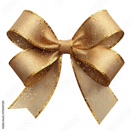 Beautiful Gold Ribbon Bow With Glitter for Decorations and Gifts