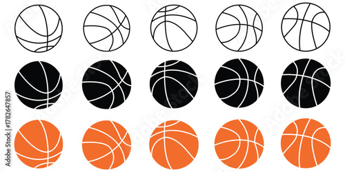Basketball ball icons set. Basketball ball clipart bundle. Vector illustration