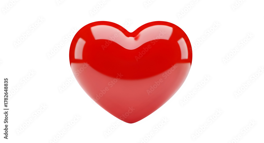 Fototapeta premium A glossy red heart isolated on transparent background, symbolizing love, passion, and affection, perfect for expressing heartfelt emotions and romantic sentiments in various designs
