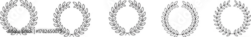 laurel wreath icon set, winner wreath, black laurel wreath from leaves on white background. Laurel Wreath Vector illustration, .Elegant Set isolated on white.