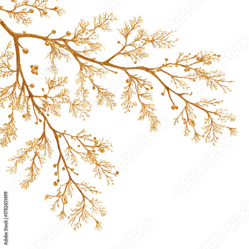 Golden Branches With Intricate Designs on a White Background Showcase Natures...
