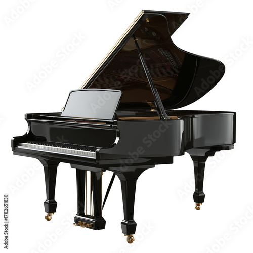 Elegant Black Grand Piano in a Bright, Spacious Room With Sunlight Streaming ...
