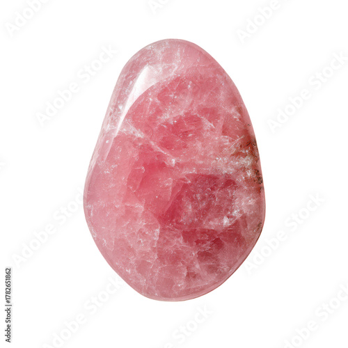 Beautiful Pink Quartz Stone With Smooth Surface Resting on a Clean Background