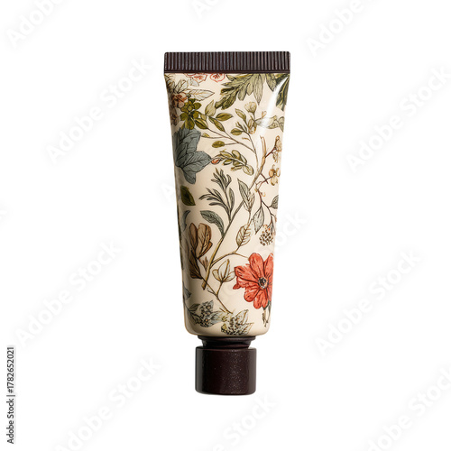 Luxury Hand Cream Design With Botanical Elements on Cream Background