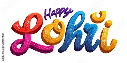 Colorful Lohri Greeting With Festive Text Design Celebrating Punjabi Festival