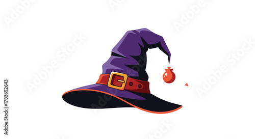 A witch hat with a bomb hanging from its brim.
