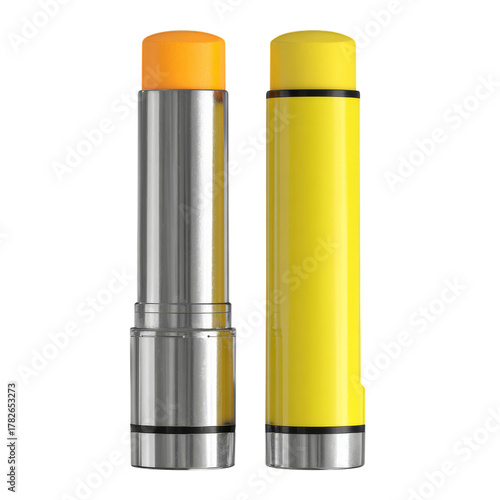Colorful Lip Balms on a White Background for Skincare and Hydration