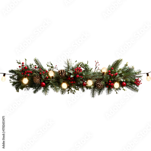 Festive Garland With Lights and Decorations for Holiday Celebration at Home