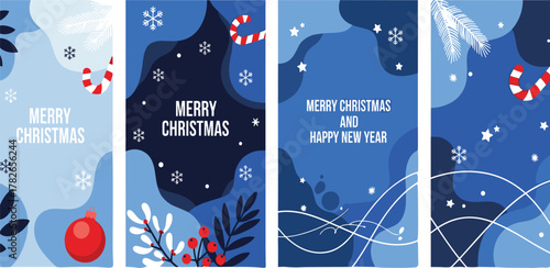 Festive Winter Holiday Social Media Templates Merry Christmas and Happy New Year Designs