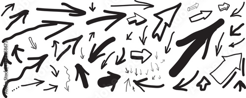 Hand Drawn Arrow Collection Black Sketch Doodle Direction Pointers Set