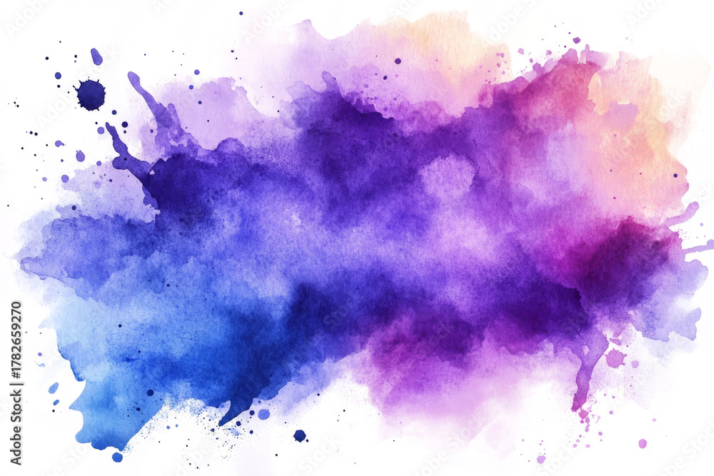 Fototapeta premium watercolor splash in purple and blue colors on a transparent background,