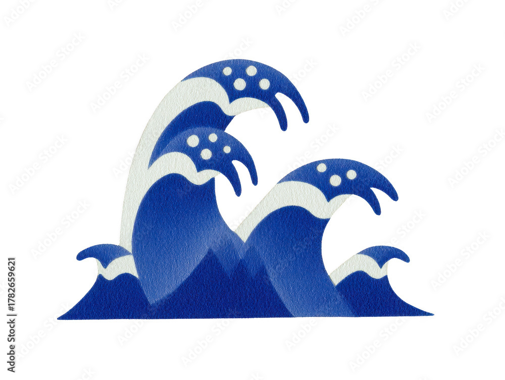 Naklejka premium Blue wave illustration ocean water sea wave stylized abstract dynamic energetic white crest aquatic marine isolated transparent background digital art modern decorative peaceful nature splash