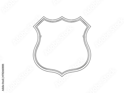 US highway route shield blank template vector icon, black and white sign
