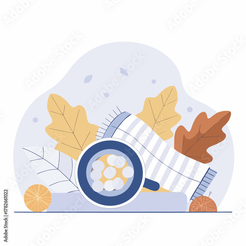 Cozy Autumn Scene with Socks and Leaves