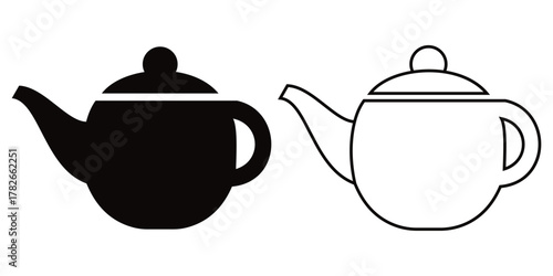 Classic Teapot Silhouette Vector – Elegant Ceramic Tea Pot Icon for Kitchen and Culinary Design