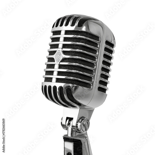Classic Microphone on Stand Ready for Performance at Local Music Event