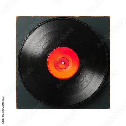 Classic Vinyl Record on a Neutral Background Highlighting Music Nostalgia and...