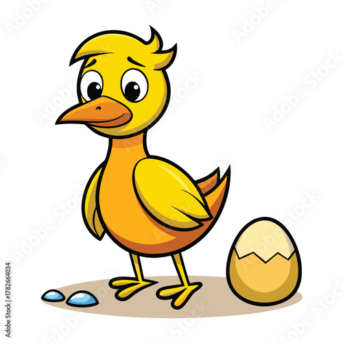 Cute cartoon chicken and egg illustration vector