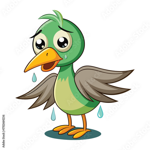 Cute Cartoon duck and bird illustration vector