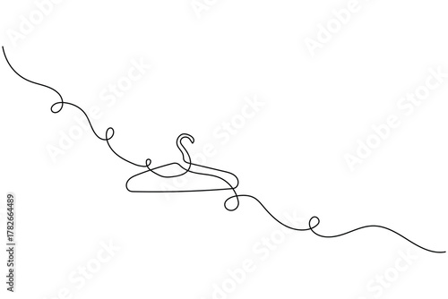 Clothes hangers continuous one line drawing minimalist outline art on white background