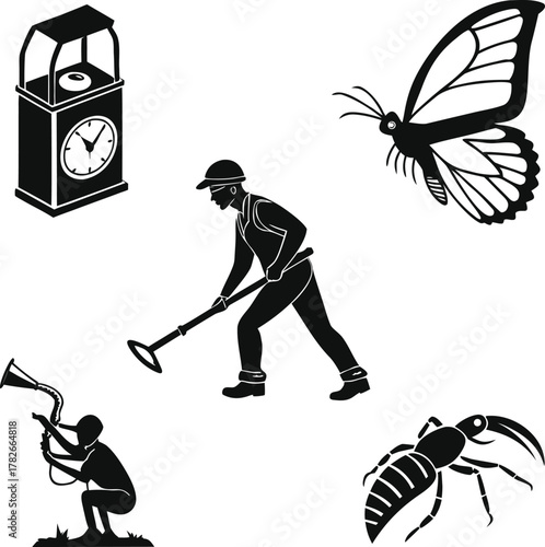 Cartoon vector illustration of a man holding a clock, suitable for topics like time management or sport