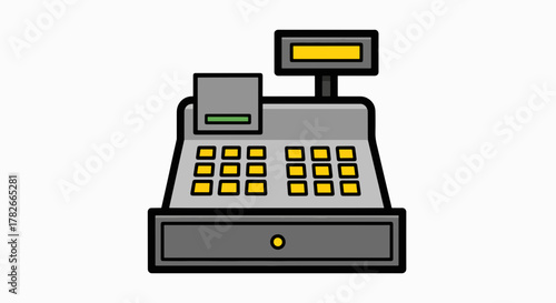 Stylized Cash Register Illustration for Retail Transactions