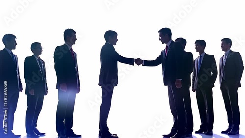 silhouette of two people making a deal. successful business agreement contract dealing businessman. financial consultant and client shaking hands. watercolor style video. Generative AI