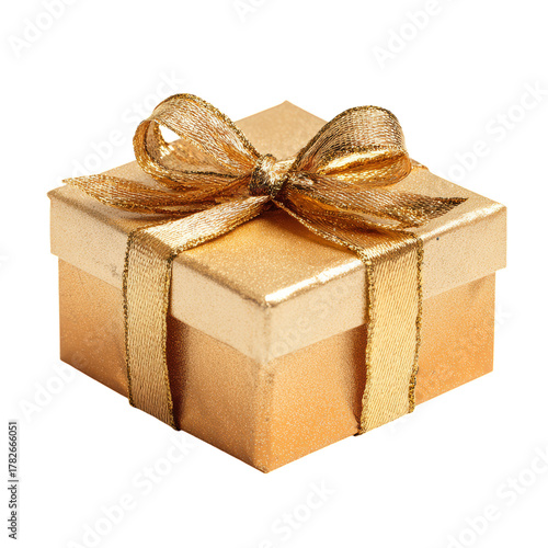 Golden Gift Box Wrapped With a Shiny Ribbon Ready for Celebration