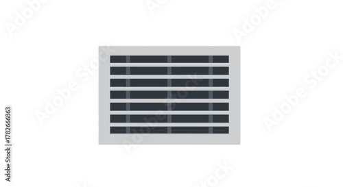 Gray Rectangular Air Vent with Horizontal Slats Illustration.