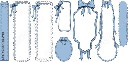 Collection of ornate and decorative borders and frames adorned with bows and lace, perfect for crafting and design projects