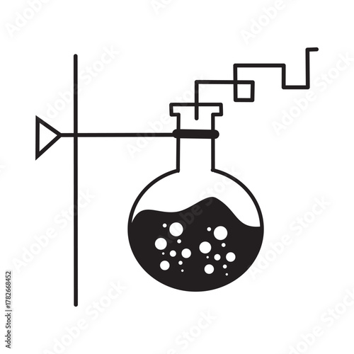 Scientific Experiment Illustration Distillation Setup Graphic for Chemistry Education Research Lab Equipment Science