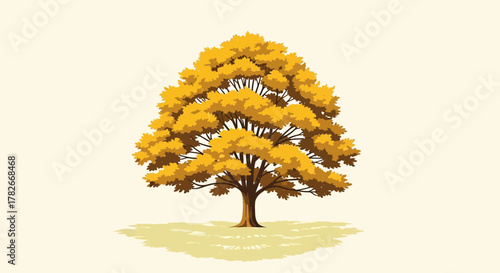Autumnal tree with golden foliage, symbolizing the beauty of seasonal change