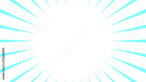 cyan and white comic burst background with blank space