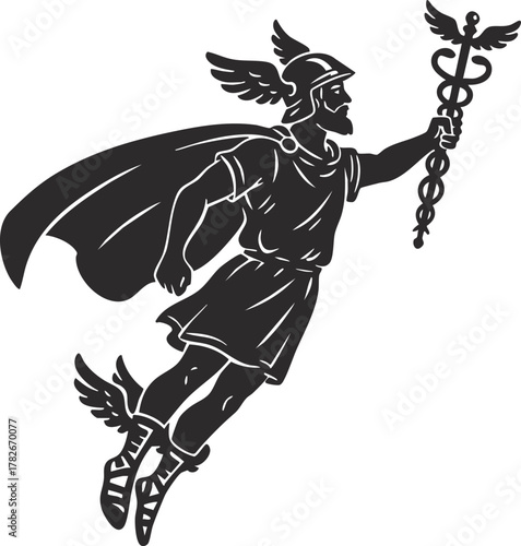 Illustration of Hermes, Greek God of Messenger