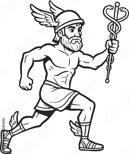 Illustration of Hermes, Greek God of Messenger