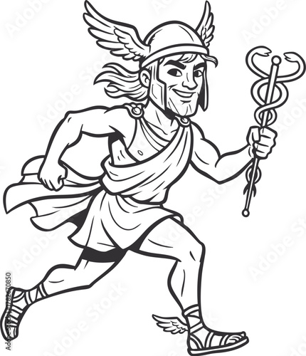 Illustration of Hermes, Greek God of Messenger