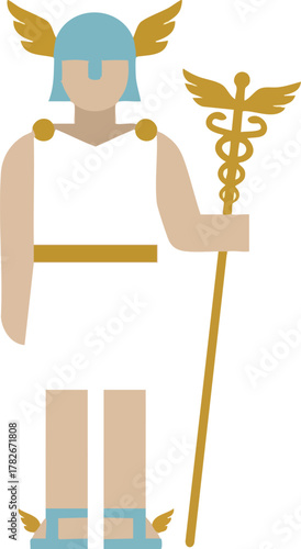 Illustration of Hermes, Greek God of Messenger