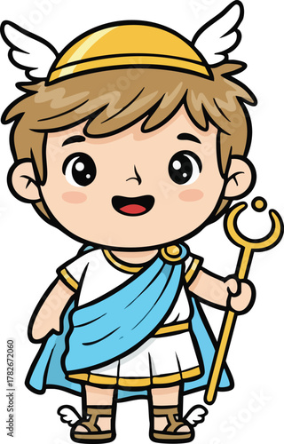 Illustration of Hermes, Greek God of Messenger
