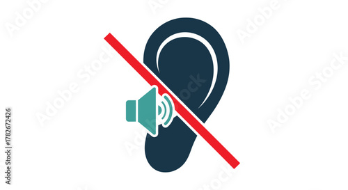 No sound allowed a crossed out ear with speaker icon silhouette