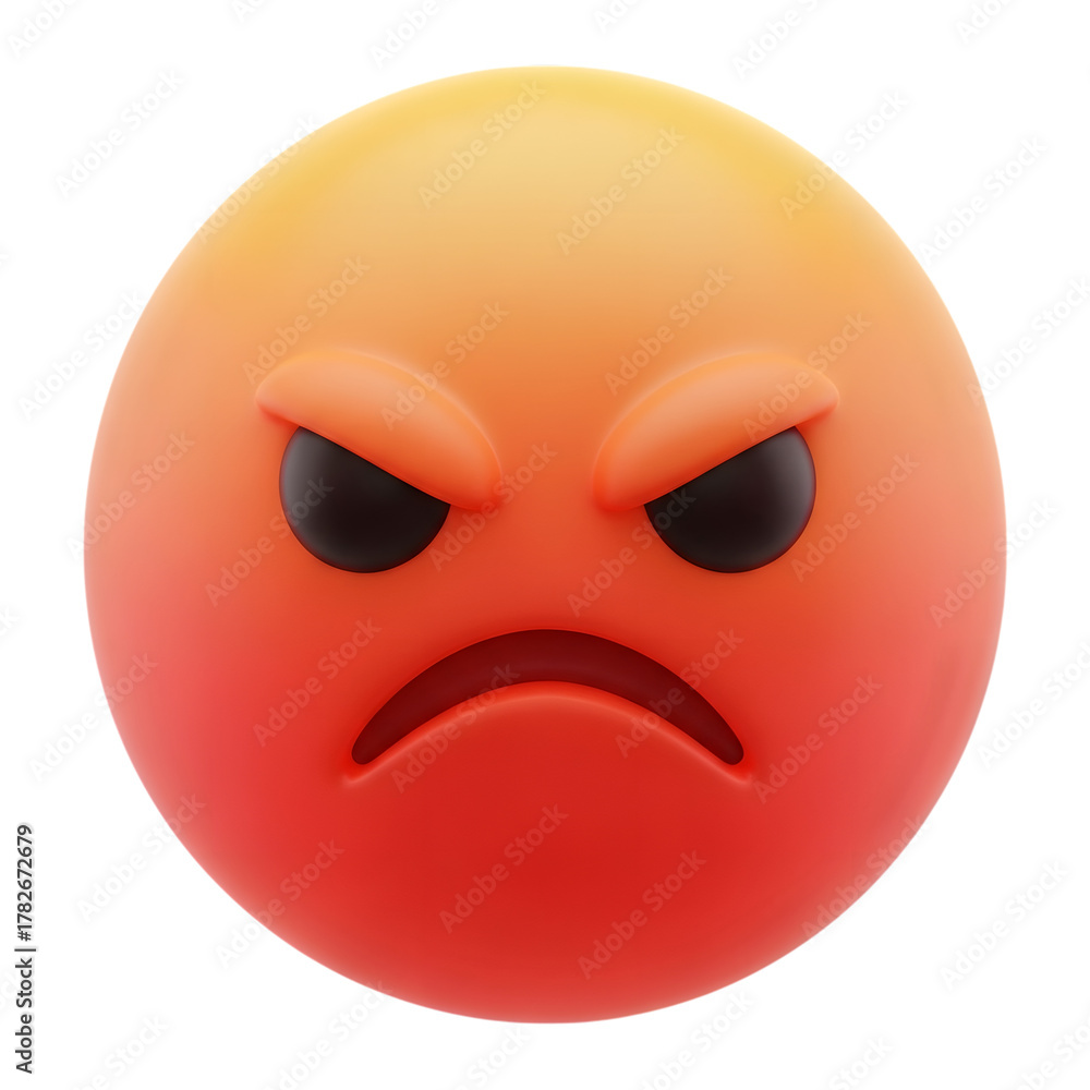 Fototapeta premium Bored emoji face isolated on transparent background