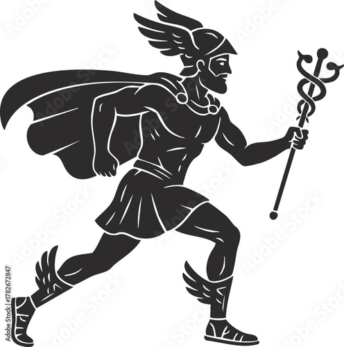 Illustration of Hermes, Greek God of Messenger